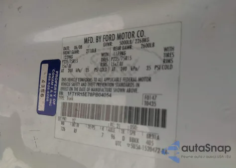 2008 Ford Ranger Fx4 Off-Road/Sport/Xl/Xlt from USA, damaged, VIN 1FTYR15E78PB04054